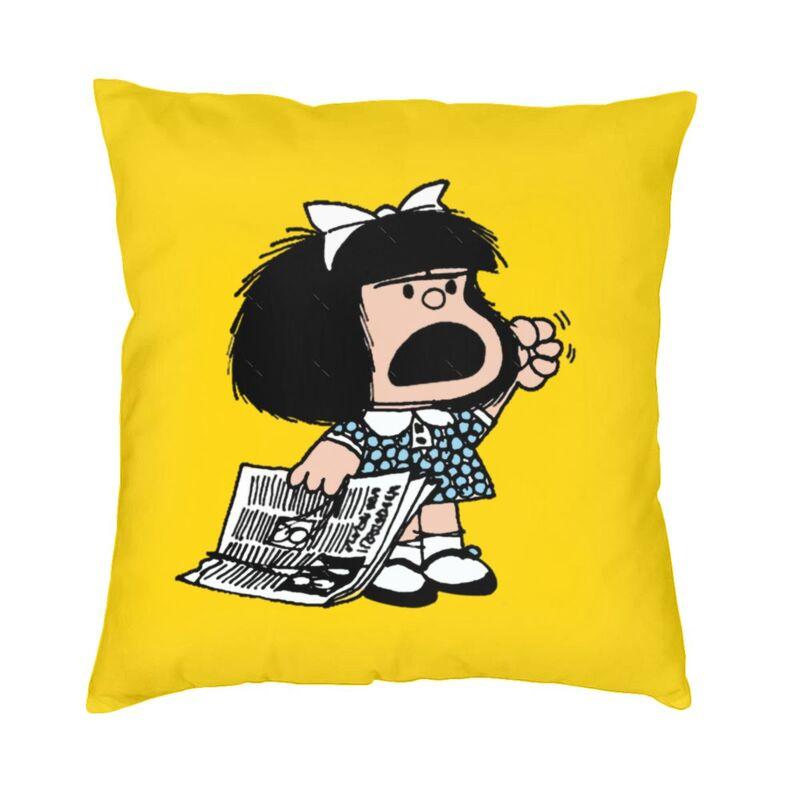 Comic Mafalda Rock Guitar Cushion Covers Sofa Decoration Cartoon Quino Manga Square Throw Pillow Case 40x40cm
