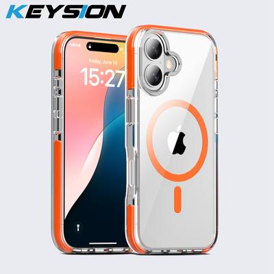 KEYSION Прозрачный чехол MagSafe для iPhone 16 15 Plus, цветной противоударный чехол для iPhone 16 Plus 15