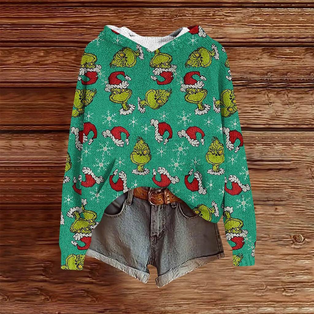 Sweatshirts For Women Knit Sweater Cute Shirt Fall Pullover Hooded Sweatshirt