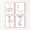 Pink Ballet Girl Swan Butterfly Rainbow Name Custom Wall Art Canvas Painting Posters And Prints Picture For Baby Kids Room Decor