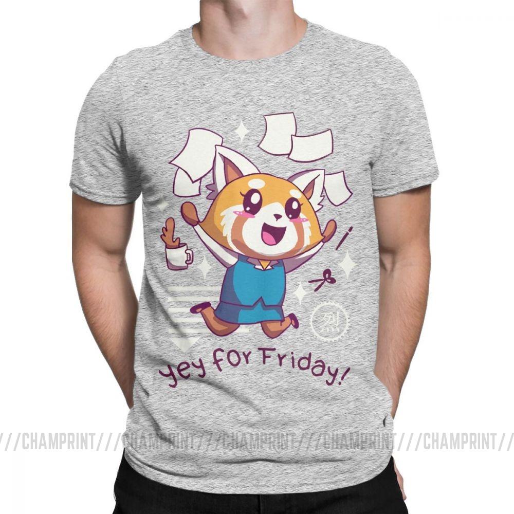 Aggretsuko Tee Shirt Aggressive Retsuko Yey For Friday Happy Weeken T Shirt For Men 100 Cotton