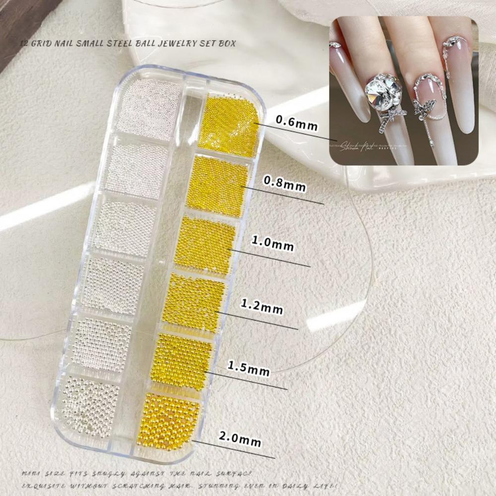 Gold Silver Micro Ball Nail Charms Metal Nail Beads  DIY Nail Art Jewelry