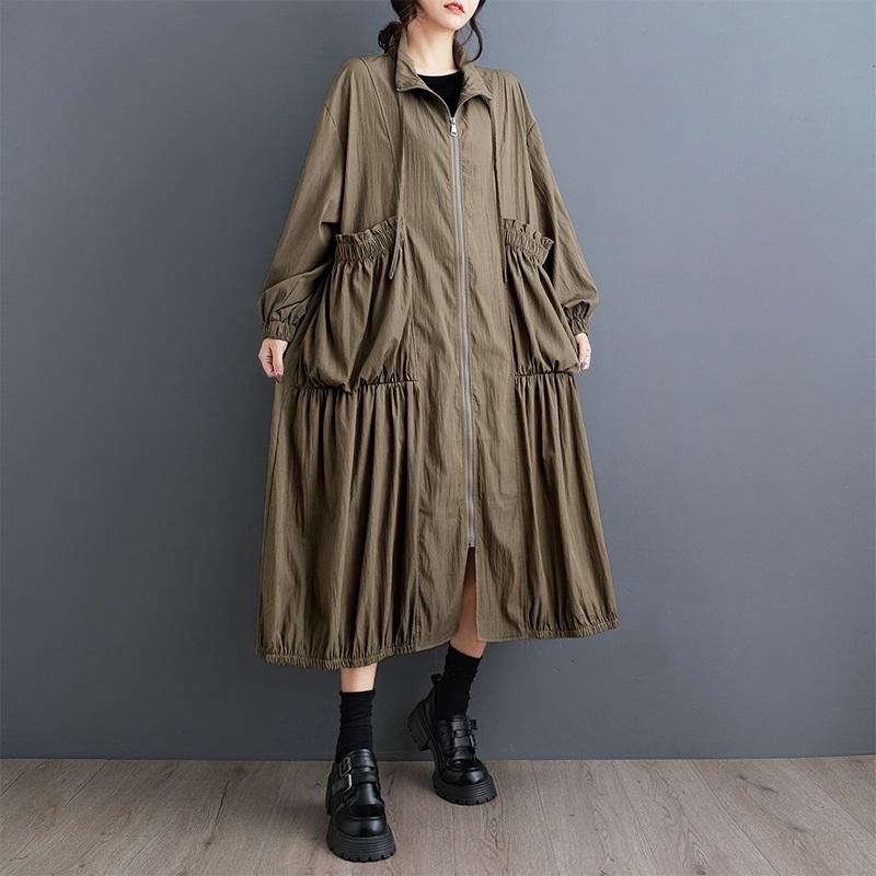 Long Sleeve Oversized Vintage Casual Loose Autumn Spring Trench Coat for Women Outerwear