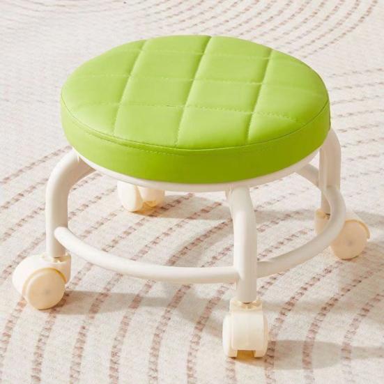 Низкий стул на колесиках с поворотными на 360 градусов колесами, подушка из искусственной кожи, сиденье на роликах