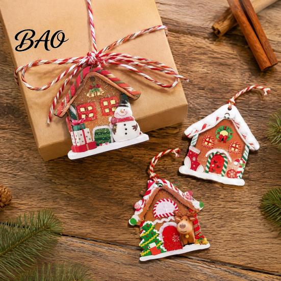 Christmas Fireplace Decorations 12Pcs Wooden Gingerbread House Ornaments for Tree Decorations, Rustic Hanging Xmas Small Gifts Decor with Festive