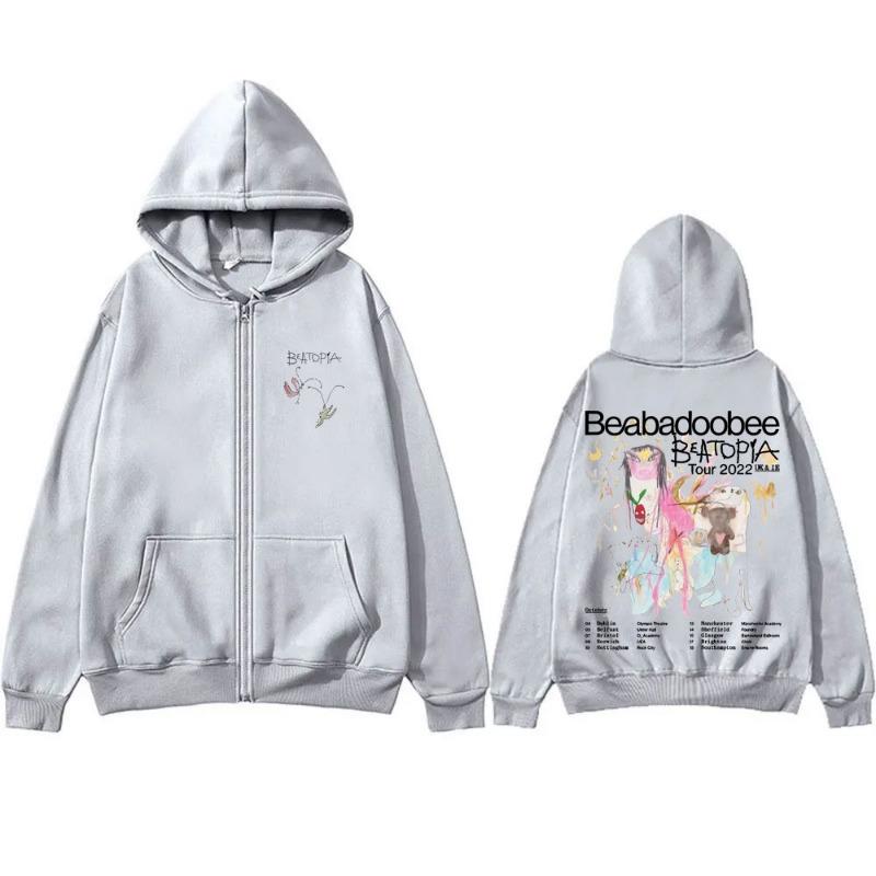 Beabadoobee Beatopia Tour Zipper Hoodie Men Women Fashion Trend Zip Up Jacket Men's Casual Fleece Oversized Zip Up Sweatshirts