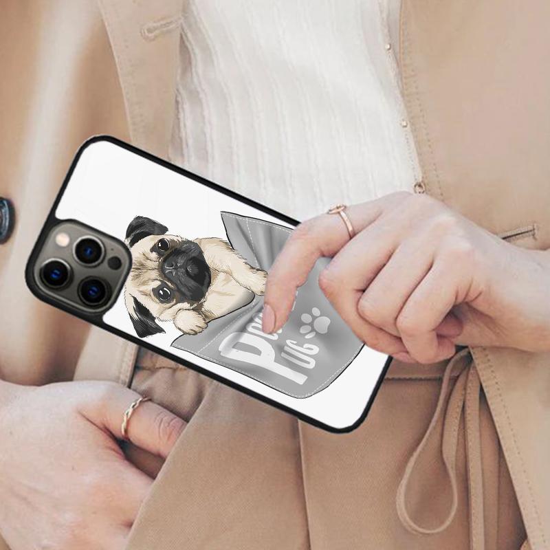 Забавный мультяшный чехол для телефона с магнитом в виде мопса для APPLE iPhone 17 Air 16 14 13 12 Pro Max 15 Plus Беспроводная зарядка с крышкой MagSafe