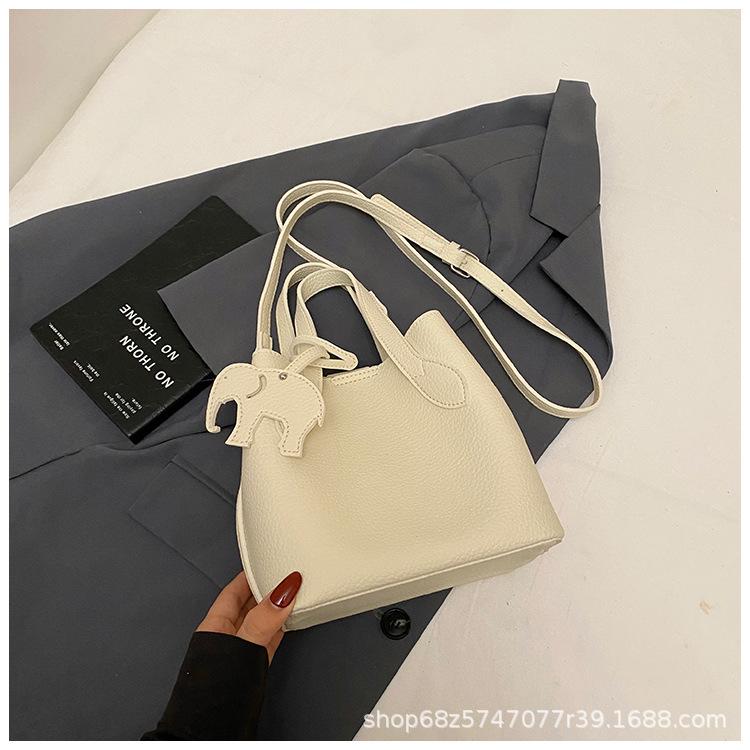Korean version of ins trendy fashion bucket bag women's 2025 spring simple and versatile shoulder bag high-end shoulder bag