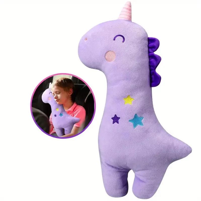 A Must - buy! Cute Dinosaur and Unicorn - shaped Car Seat Belt Shoulder Covers, Made of Plush Material, Universal for All Cars