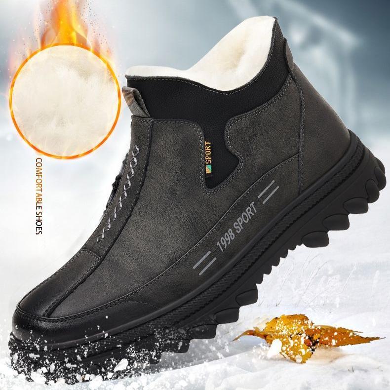 Зимние мужские ботинки, новые плюшевые теплые водонепроницаемые нескользящие хлопковые ботинки, удобные уличные ботинки с защитой от холода