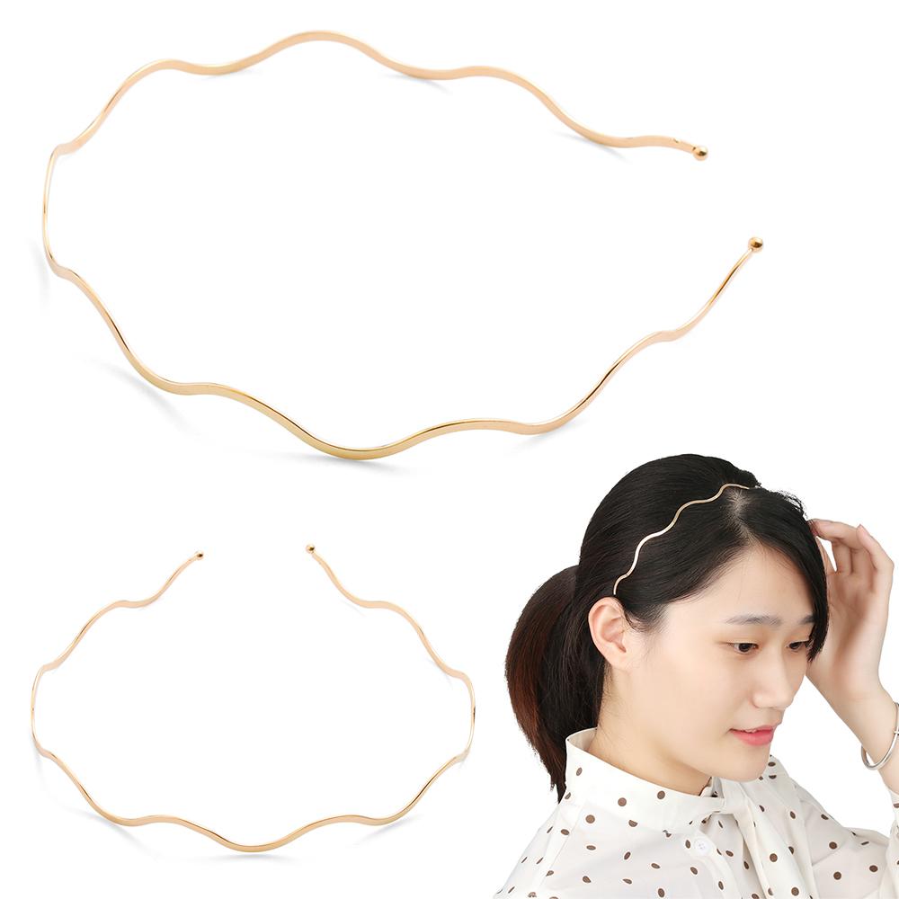 Ювелирные изделия Аксессуары для вечеринок Элегантный геометрический металлический головной убор Обруч для волос Тонкие повязки на голову Волнистый