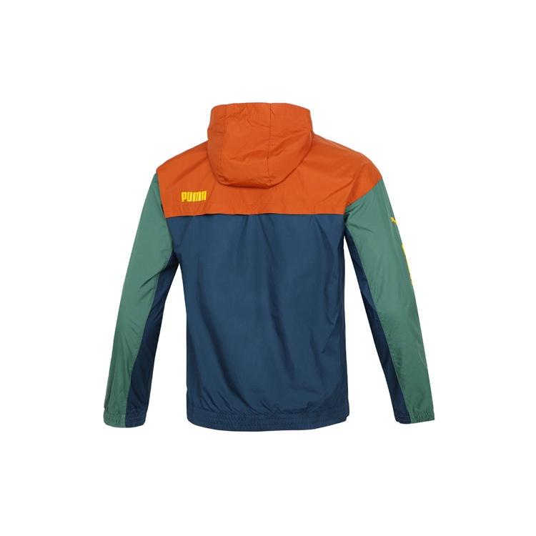 PUMA Colourblock Hooded Windbreaker Logo 'Green' Men's 672425-64