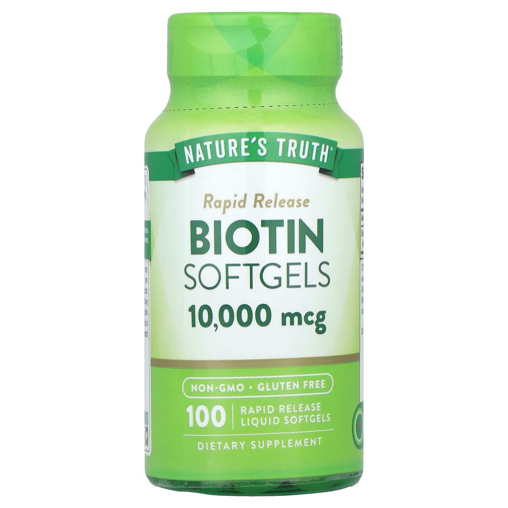 Nature's Truth Biotin 10000mcg Rapid Release Liquid Softgels, 100 Count