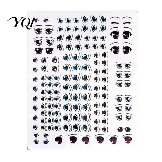 Clay Doll Face Accessories Eye Stickers for Dolls, DIY Water Transfer Decals, Multi Size Anime Paper Models Realistic Colorful Eyes Crafting
