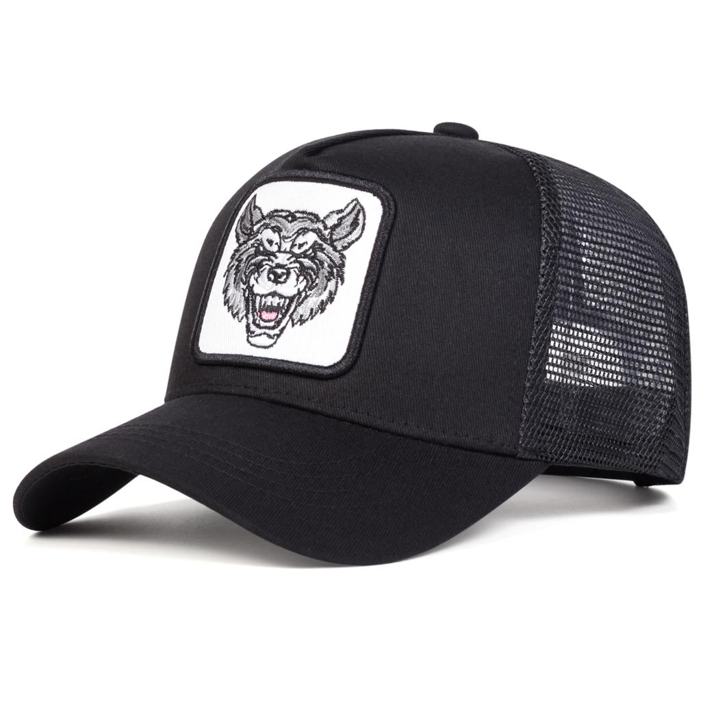 Spring and Summer Wolf Head Embroidery Breathable Hat Fashion Unisex Mesh Baseball Cap Sunscreen Hiking Hats Golf Caps