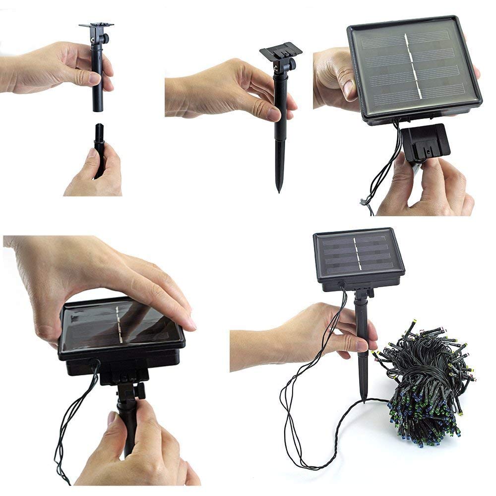 AKIRARI Solar Light, Christmas Light, Straight, Standard Product, Solar Rechargeable, 8 Patterns, 200 Bulbs, 20m Length, Controller Included,