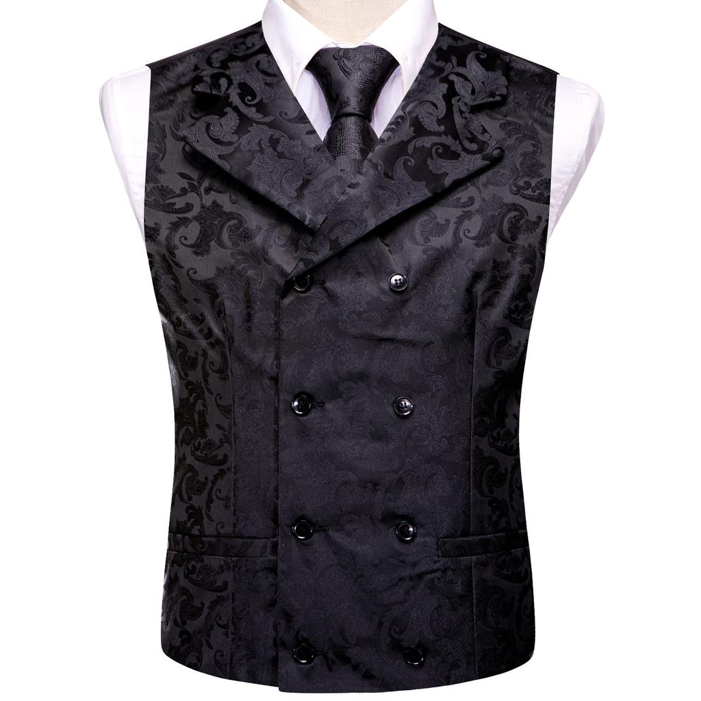 Formal Casual Vest Tie Set Mens Silk Waistcoat Tuxedo Gilet Hankie Cufflinks