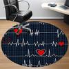 1pc Heartbeat Chair Carpet for Office, Round Polyester Mat, Indoor Decor for Office, Washable Non-slip Carpet yy251219071