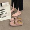 Летом 2025 года новые модные розовые полубосоножки на липучке с одной педалью, уличные тапочки на платформе, увеличивающие рост.