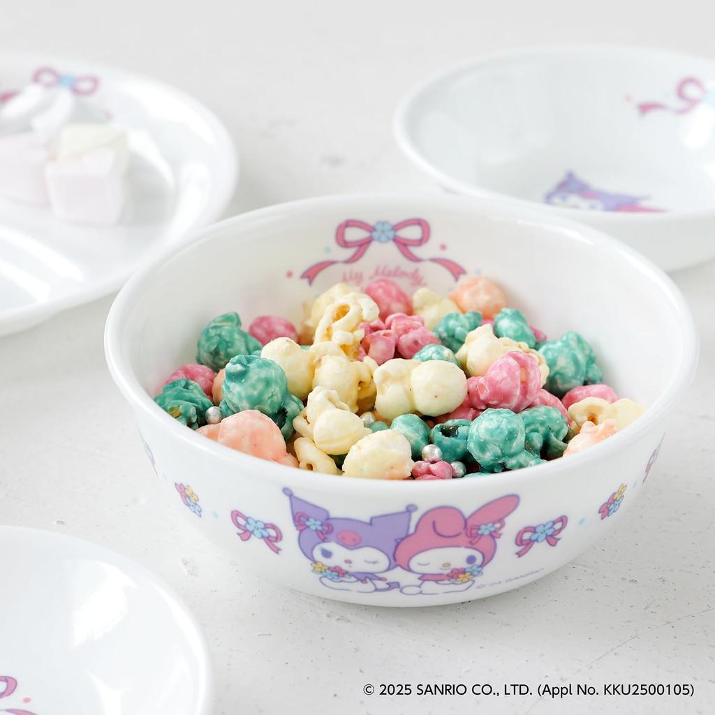 PEARL METAL Тарелка-миска CORELLE - Прочная, легкая, подходит для микроволновой печи, духовки и посудомоечной машины - My Melody & Kuromi Миска J416-SNMK CP-1015
