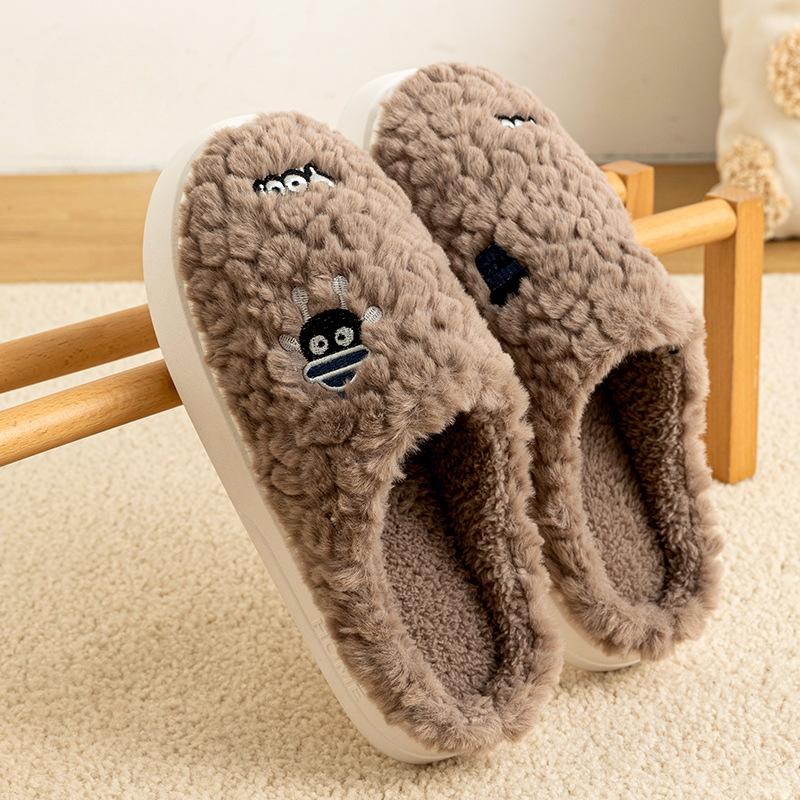 Хлопковые тапочки для женщин на осень и зиму, домашние комнатные противоскользящие плюшевые тапочки на толстой подошве