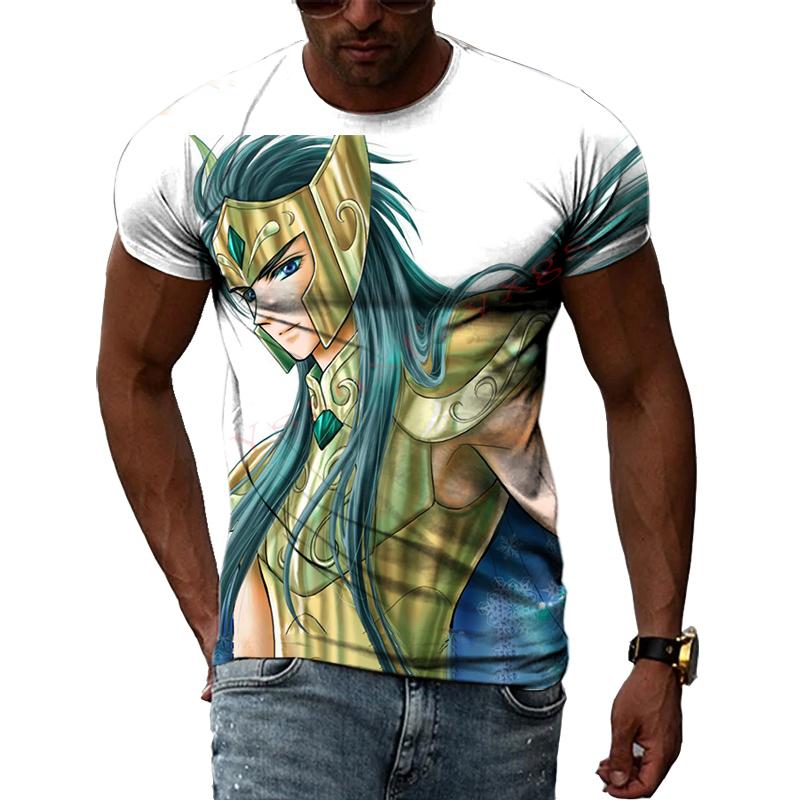Золотая тема аниме Saint Seiya Крутая 3D-печать фотографий Эстетическая личность Мужская и женская футболка с круглым вырезом и короткими рукавами