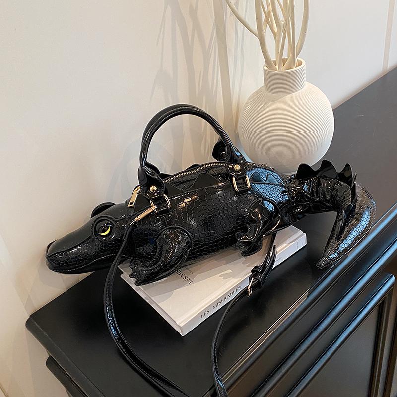 Street Cool Handbag Female PU Crocodile Shape 3D Creative Special-shaped Bag Can Be Crossed On One Shoulder