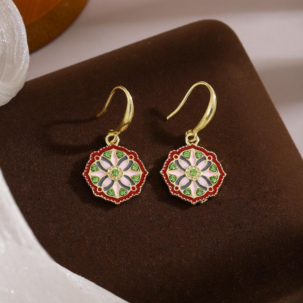 Винтажные серьги-ромбы в геометрическом стиле «Сад Моне»: Роскошный дизайн в китайском стиле