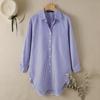 Воротник большого размера с принтом Длинный свободный разрез с заостренным краем Однобортный рукав с отложным воротником Мягкая блузка средней длины на пуговицах