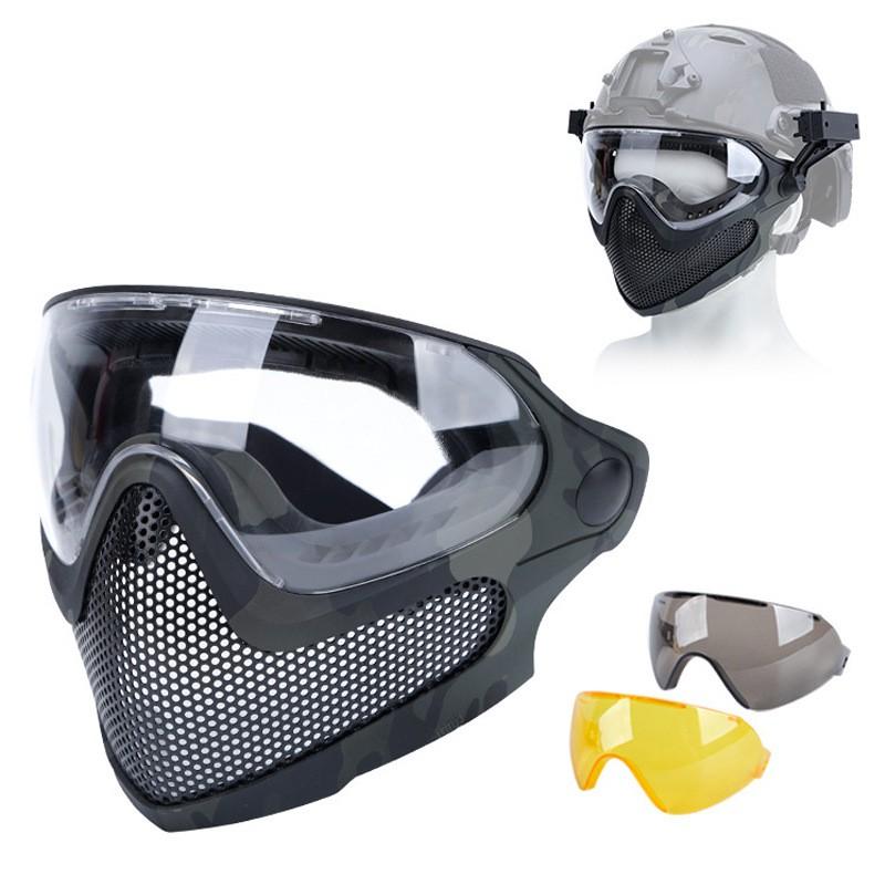 Tactical Face Mask Outdoor Sports Dual Mode Mesh Cover Camo Balaclava Unisex Riding Gear