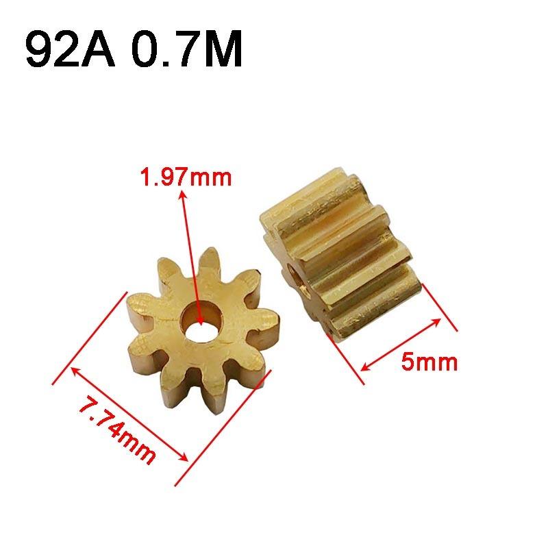 92A 0.7M Copper Gear OD=7.7mm Thickness 5mm Shaft Hole 2mm Tight Motor Parts Metal Pinions
