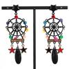 [R6082] - Designer Earrings 'Lilipoupettes' (circus) Multicolor Black - 90x30 Mm
