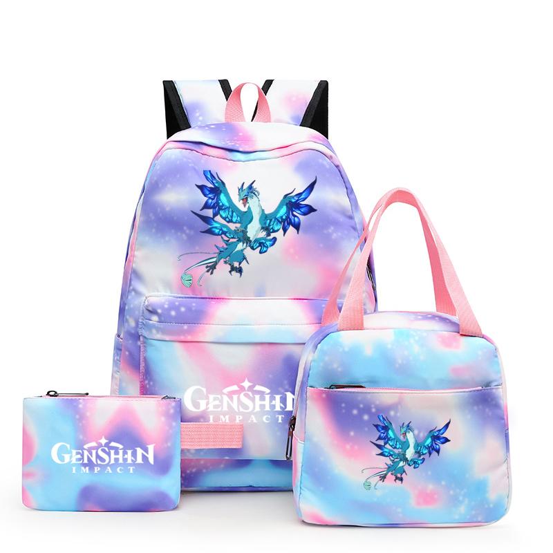 3Pcs/set Anime Girl Backpack Set School Students Kawaii Back To School Backpack Boy Children Lunch Bags Pencil Box