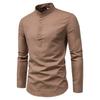 Мужские рубашки M-5XL Повседневная льняная рубашка с длинным рукавом Slim Fit Стенд воротник рубашка Мужчины