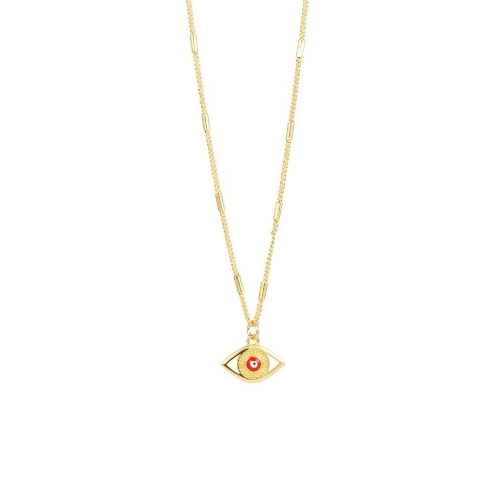 Vintage Devil's Eye Necklace Copper Gold Plated Eyeball Neck Chain Demon Eye Necklace  Party Favors