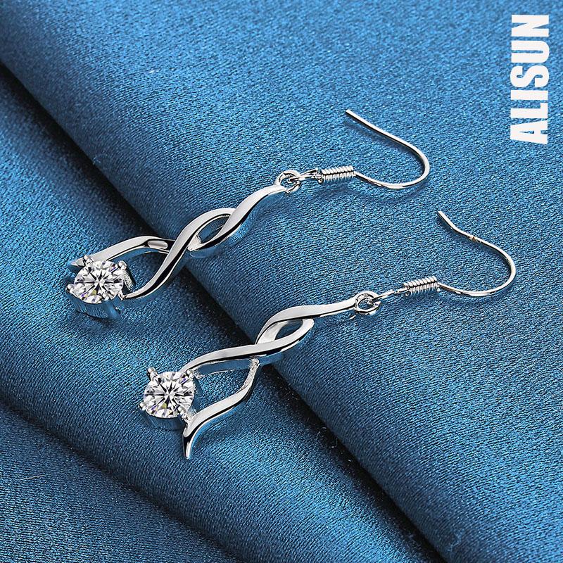 925 Sterling Silver AAA Zircon Pendant Piercing Earrings Fashionable Wedding Jewelry