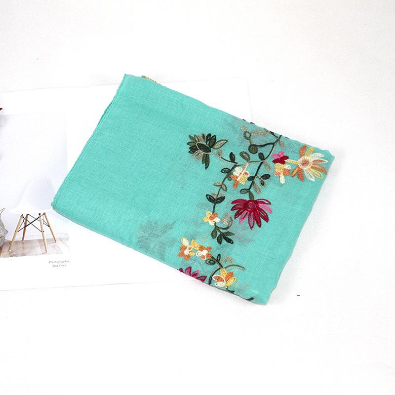 Ethnic Style Embroidery Craft Cotton Linen Scarf for Women Versatile Gauze Scarf Chinese Style Embroidery Long Spring and Autumn