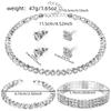 Ladies' rhinestone jewelry set, sparkling crystal necklace bracelet earrings three piece set, bridal wedding party ball accessories