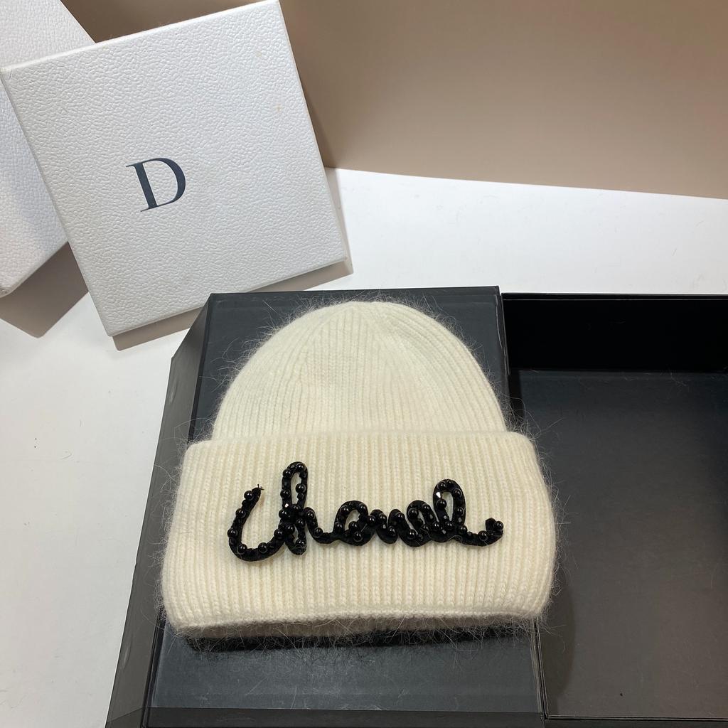 Жемчужная Шляпа Кроличий Мех Теплая Вязаная Шапка Женская Модная Зимняя Холодная Шапка Увеличить И Удлинить Двухслойные Края Шапка