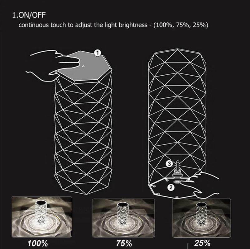 Кристаллическая настольная лампа LED USB Rose Diamond настольные лампы сенсорный выключатель с Bluetooth-динамиком для спальни прикроватные ночники декор