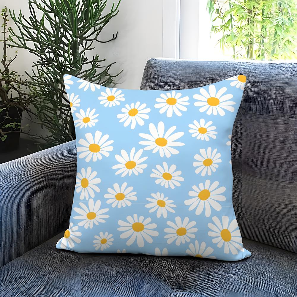 Daisy pattern Cushion Cover Comfortable Reversible Pillow Cover Ideal for Car Sofa Bedroom Beyond