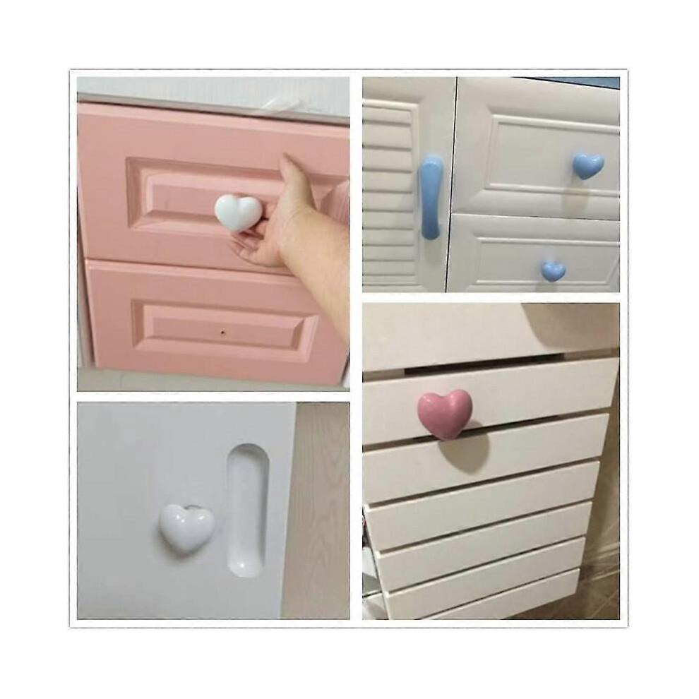(Light pink) 10 X Door Knobs And Handles Ceramic Cartoon Cabinet Knobs And Handles Heart Drawer Closet Handles Kids Room Furniture Handle
