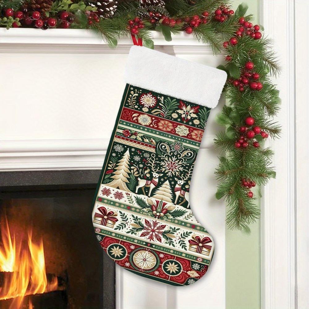 Christmas decoration fireplace hanging stocking 1pc Christmas Stocking with Christmas Pattern, High-Definition Digital P