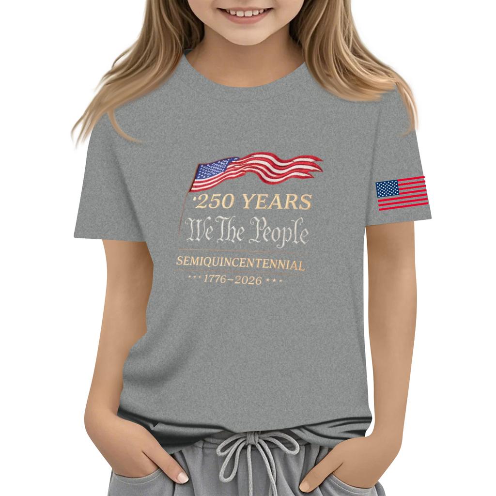 Детская повседневная модная футболка с коротким рукавом и круглой горловиной