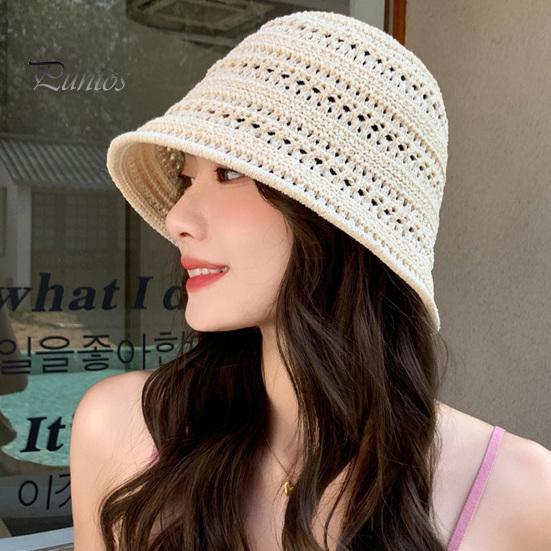 Женская шляпа рыбака с ажурным дизайном, солнцезащитная шляпа с широкими полями, однотонная, V-образная защитная летняя пляжная шляпа