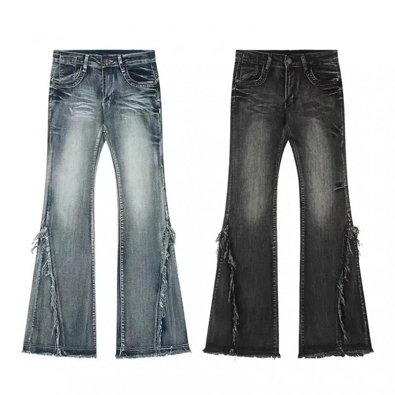 Womens Y2K Flared Jeans Vintage Washed Slim Fit Denim Pants Streetwear