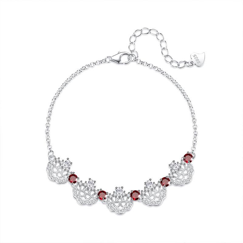 S925 sterling silver crown bracelet women's natural olivine crystal stone micro-inlaid zircon sweet colored treasure jewelry women's jewelry gift
