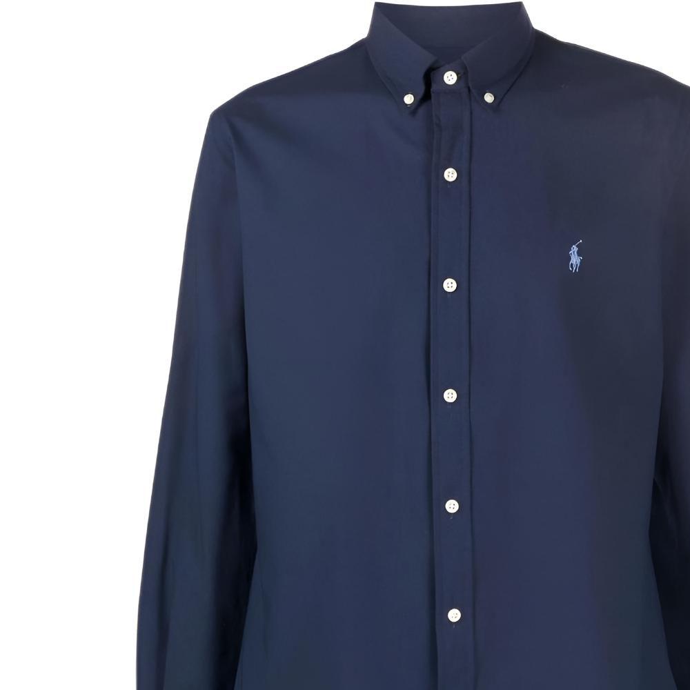 Polo Ralph Lauren Solid Color Button Down Long Sleeve Shirt Men Shirts Blue 710832480001093-001
