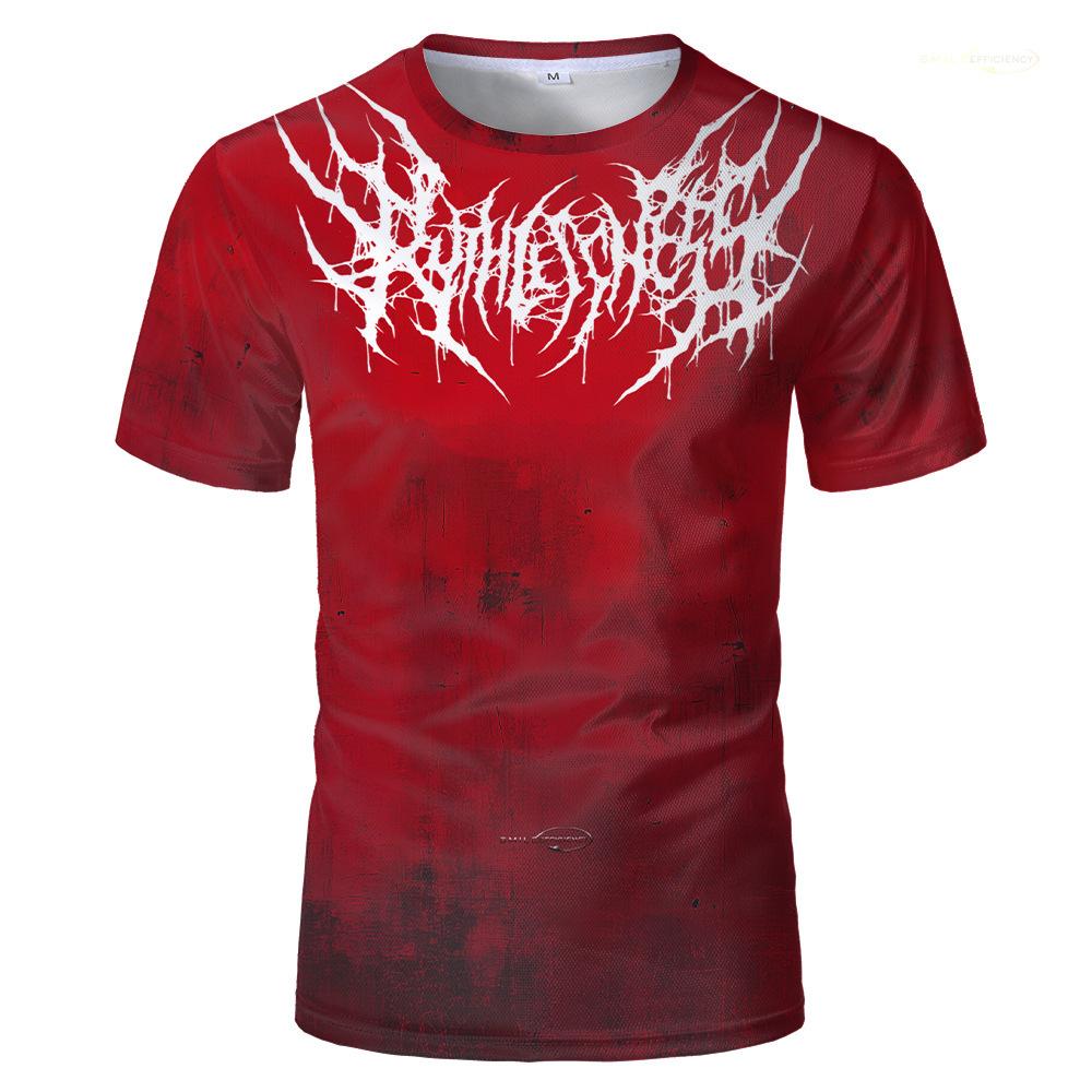Модная короткорукавная футболка в стиле гранж, готический металлический принт, основа уличного стиля.