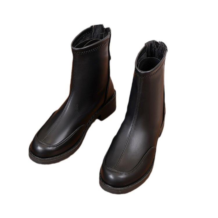 Autumn and Winter British Style Retro Boots Women's Shoes Padded Short Boots Versatile Thick Bottom Elastic Skinny Boots